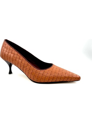 Desire Açık Kahve Örgülü Stiletto