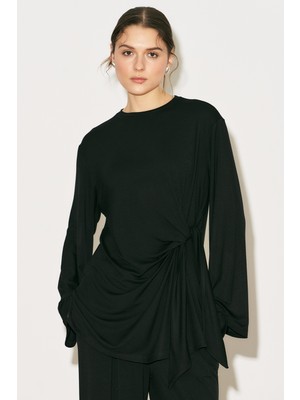 Manuka Easy Bağlama Detaylı Bluz Siyah