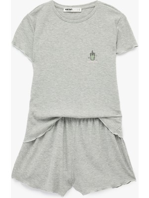 Koton Kısa Kollu Viskon Karışımlı Rahat Kalıp Pijama Takımı - 2'li Set