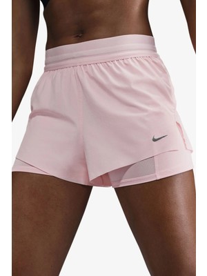 Nike Swift Dri Fit Mid Rise 4" 2ın1 Running Short Kadın 4" Taytlı Koşu Şortu Pembe