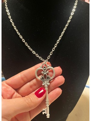 Vintage Takı Antik Gümüş Kaplama Silver Anahtar Kolye