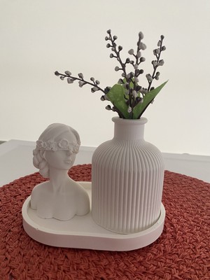 Kadın Figürlü 3'lü Vazo Seti & Dekoratif Obje & Tabak & Vazo & Biblo & Dekoratif Eşya