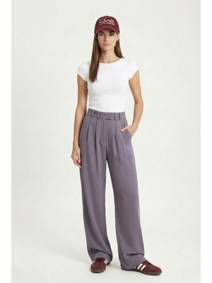 Ritnice Kadın New Flow Kanca Kapamalı Cepli Gri Kumaş Pantolon