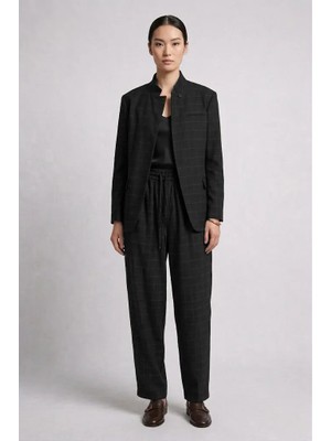 Rosa By Belle Kadın Blazer Takım Kare Desenli Şalvar Pantolon ve Ceket