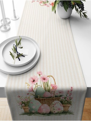 Bertille Home Ilkbahar Serisi 140X40 cm Dijital Baskılı Runner (Spring Easter Paskalya)