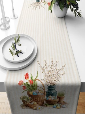 Bertille Home Ilkbahar Serisi 140X40 cm Dijital Baskılı Runner (Spring Easter Paskalya)