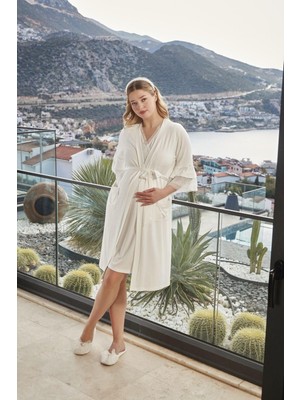 Cossy By Aqua Kadın Krem Lohusa Sabahlık 26643