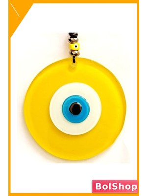 BolShop El Yapımı Cam Nazar Boncuklu Duvar Dekorasyonu Sarı Renk