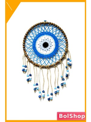 BolShop El Yapımı Boncuklu Duvar Dekorasyonu Petrol Mavisi Motifli