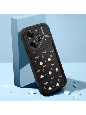 HONTINGA Tecno Pova 6 Pro ile Uyumlu Kılıfı Düşüme Önleyici Basitlik Anti Düşme Kamera Korumali Şirin Çiçek Siyah Desen Yumuşak Silikon Telefon Kılıfı Kadın ve Erkek Için Uygundur K2-0456