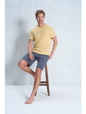 Over Sleep by Poleren Sıfır Yaka Erkek Şortlu Takım