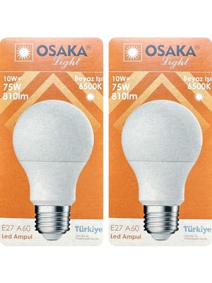 Avarson (2 Adet) Osaka 10W (75W) Beyaz Işık (6500K) E27 Duylu (Kalın Duy) LED Ampul
