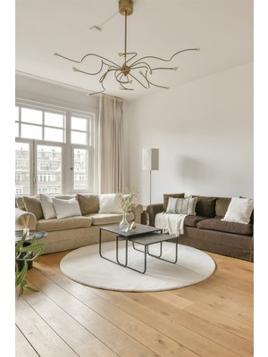 Sultan Halı Yuvarlak Beyaz Renkli Peluş Halı