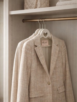 Vichy 5’li  Kaymaz Elbise Askısı 42,5 cm – Krem Renk Şık Dolap Düzenleyici VCH-7015