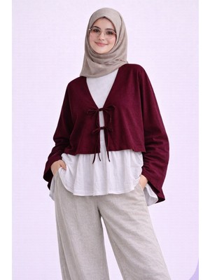 Cng Moda Önü Bağlamalı 2 Bağcıklı Modern Tesettür Kimono Gömlek