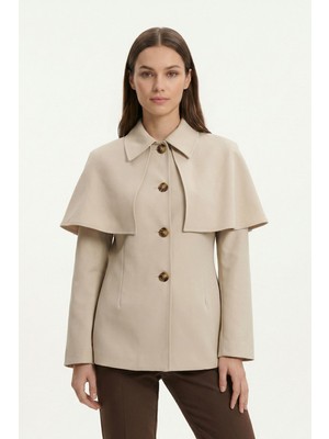 Rays Taş Pelerin Detay Düğmeli Ceket 7687