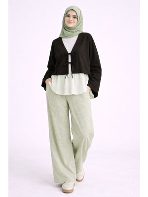 Cng Moda Önü Bağlamalı 2 Bağcıklı Modern Tesettür Kimono Gömlek