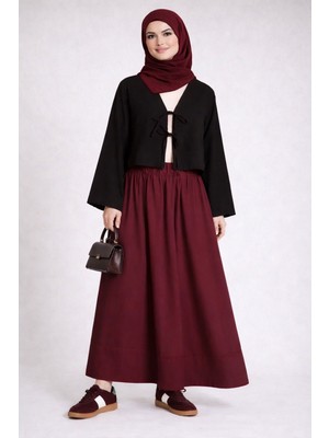 Cng Moda Önü Bağlamalı 2 Bağcıklı Kimono Gömlek Modern Tesettür Şık Yeni Sezon Etek Üstü Kimono