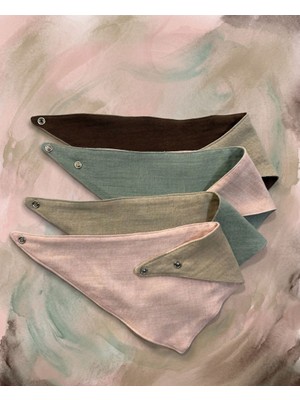 %100 Pamuklu Çift Katlı Müslin Kumaş Çıtçıtlı Çift Yönlü 4'lü Bebek Salya Önlüğü & Fuları