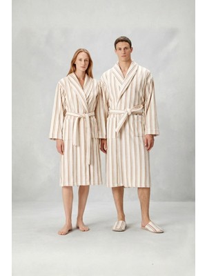 İrya In Lines Ipliği Boyalı Bornoz Takımı Mocha