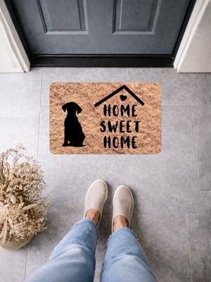 Bert Köpek Figürlü Home Sweet Home Kapı Önü Paspası Dijital Baskılı Kaydırmaz Tabanlı Modern Paspas