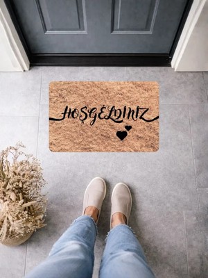 Bert Kalpli Hoşgeldiniz Dijital Baskılı Pvc Kaymaz Tabanlı Modern Kapı Önü Paspası – Şık ve Dekoratif Giriş Matı