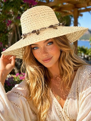 Aydın Şapkacınız Kadın Hasır Geniş Kenarlı Şapka – Yazlık Plaj Şapkası – Premium Kalite Güneş Şapkası