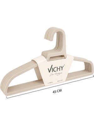 Vichy 5’li Kaymaz Yüzeyli Askı 45 cm – Bej Renk Elbise & Ceket Askısı VCH-7025