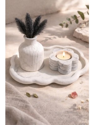 Pelius Mini Vazo, Dekoratif Tabak ve Çiçek Formlu Mumluk, 3’lü Dekoratif Set