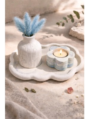 Pelius Mini Vazo, Dekoratif Tabak ve Çiçek Formlu Mumluk, 3’lü Dekoratif Set