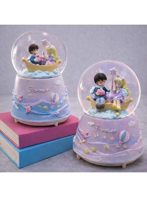 Store Mania Forever Romantik Çift Figürlü Işıklı Otomatik Büyük Boy Kar Küresi STRMIA-RSTTT34