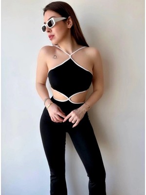 Stores36 Kadın Halter Yaka Bel Dokolteli Tulum