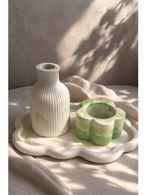 Pelius Mini Vazo, Dekoratif Tabak ve Çiçek Formlu Mumluk, 3’lü Dekoratif Set
