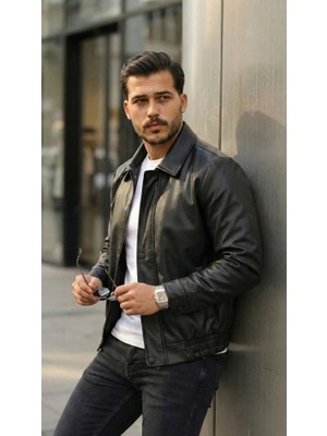 Stores36 Erkek Astarlı Deri Ceket