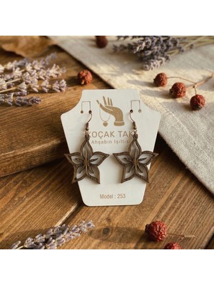 Koçak Takı Ahşap Küpe Modern Özgün Minimalist Takı Model No 253