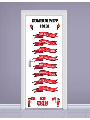 heptex 29 Ekim Kapı Süsleme Stickerları Renkli Desenli Özel Tema 1 m Ebatlarla Hazırlanmış