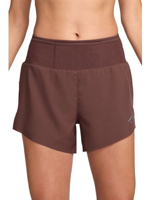 Nike Dri-Fit Brief-Lined Trail Running Short Fermuar Cepli Reflektörlü Slip Astarlı Kadın Koşu Şortu Kahverengi