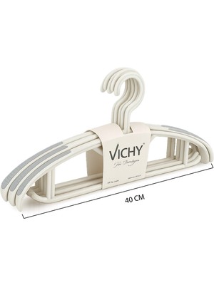 Vichy 5’li Kaymaz Yüzeyli Askı 40 cm – Krem Renk Elbise & Gömlek Askısı VCH-7024