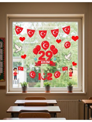 heptex 29 Ekim Cumhuriyet Bayramı Cam Süsleme Stickerları