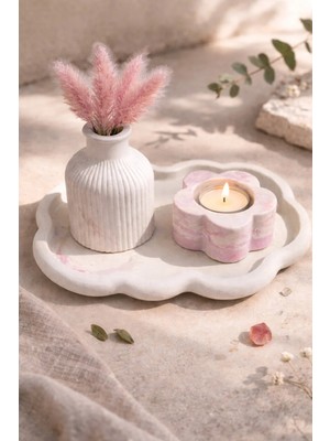 Pelius Mini Vazo, Dekoratif Tabak ve Çiçek Formlu Mumluk, 3’lü Dekoratif Set