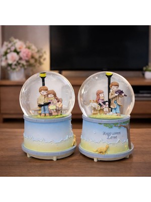 Store Mania Orta Boy Bankta Oturan Sevgililer Kar Küresi STRMIA-RSTTT34