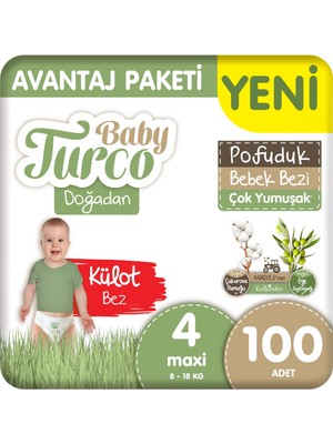 Baby Turco Doğadan Avantaj Paketi Pofuduk Külot Bez 4 Numara Maxi 100 ADET