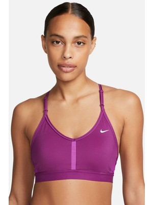 Nike Dri Fit Indy V Neck Light Support Womens Bra Purple Kadın Sporcu Sütyeni Mor