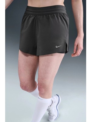 Nike Swift Dri Fit Mid Rise 4" 2ın1 Running Short Kadın 4" Taytlı Koşu Şortu Gri