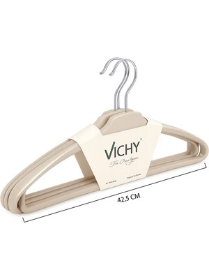Vichy 5’li Kaymaz Yüzeyli Askı 42,5 cm – Bej Renk Elbise & Gömlek Askısı VCH-7023