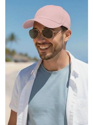 Ritagarcia Pembe Gabardin Unisex Ayarlanabilir Spor Şapka Düz Desenli Günlük Kullanım İçin