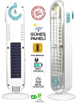 Nuveden Ieg™ V-005 42 Ledli+Fener Solar Güneş Panelli Ultra Güçlü Ledli Şarjlı Işıldak