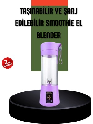 Nuveden Taşınabilir USB Şarjlı Mini Smoothie Blender 380ML Çelik Bıçaklı Portatif