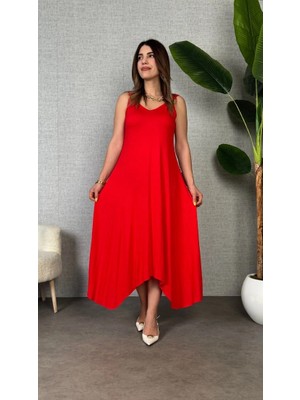 Stores36 Kadın Omuz Askılı Toka Detay Maxi Boy Elbise