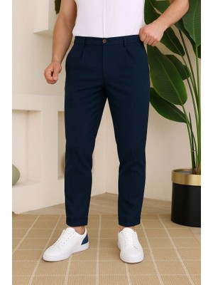 Stores36 Erkek Belden Düğmeli Cepli Dokuma Pantolon